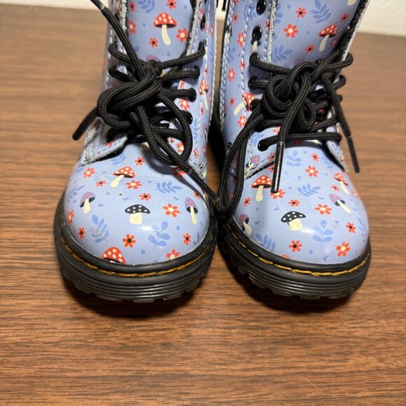 Dr Martens 1460 Toddler Patent Woodland Boots Size 8/EU24 Zen Blue Mushroom Zip - Picture 3 of 11